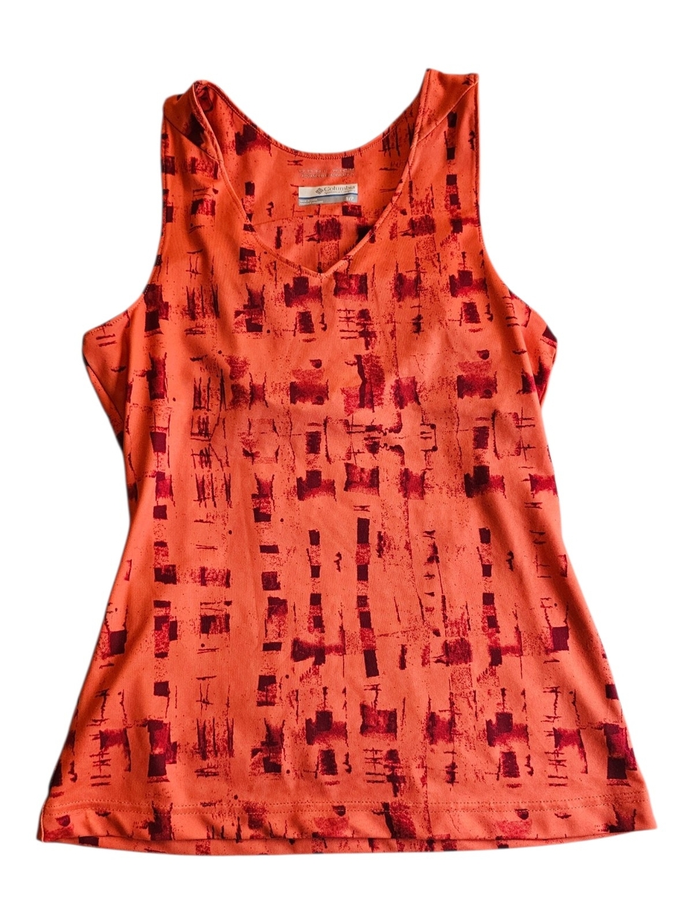Columbia Omni-Wick Active Tank Top Small Coral Orange Athletic V-Neck